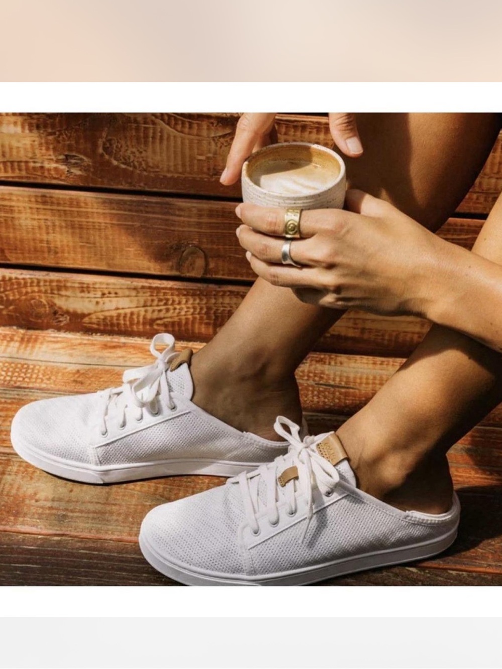 OluKai pehuea li Women size 10 White Knit Lace-Up Mule Sneakers
